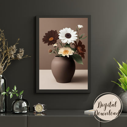 Printable Beautifull Flower Wall art, Wildflower prints, artful boho wall decoration, printablefloral digital art