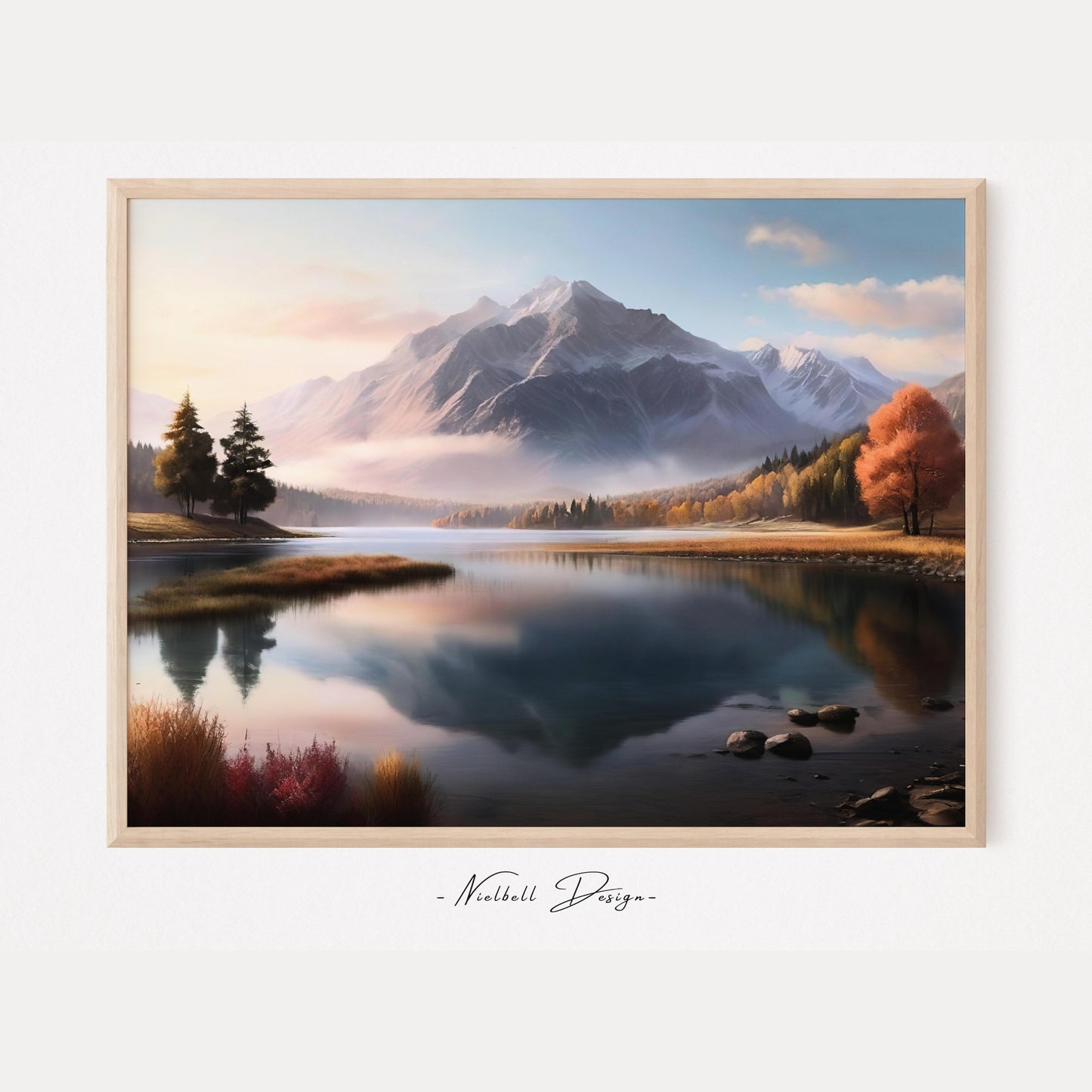 Rustic Winter Mountain Landscape Painting Mountain Landscape Painting river print nature printing rustic painting - DIGITAL DOWNLOAD