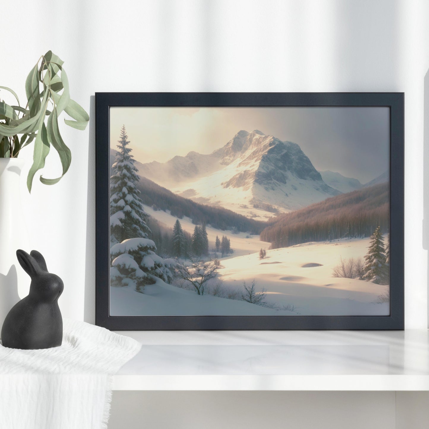 Rustic Muted Art Print Farmhouse Printable Digital Rustic Winter Mountain Landscape Painting  Winter Study Decor - DIGITAL DOWNLOAD