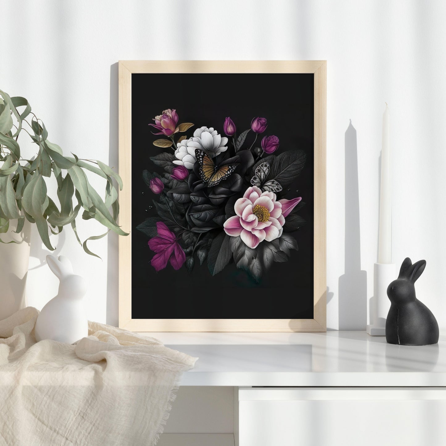 Dark Floral Print  Dark Butterfly Print Moody Pink Peonies Painting Vintage Art Print Flower Print Roses Print Flower Photography – DIGITAL DOWNLOAD