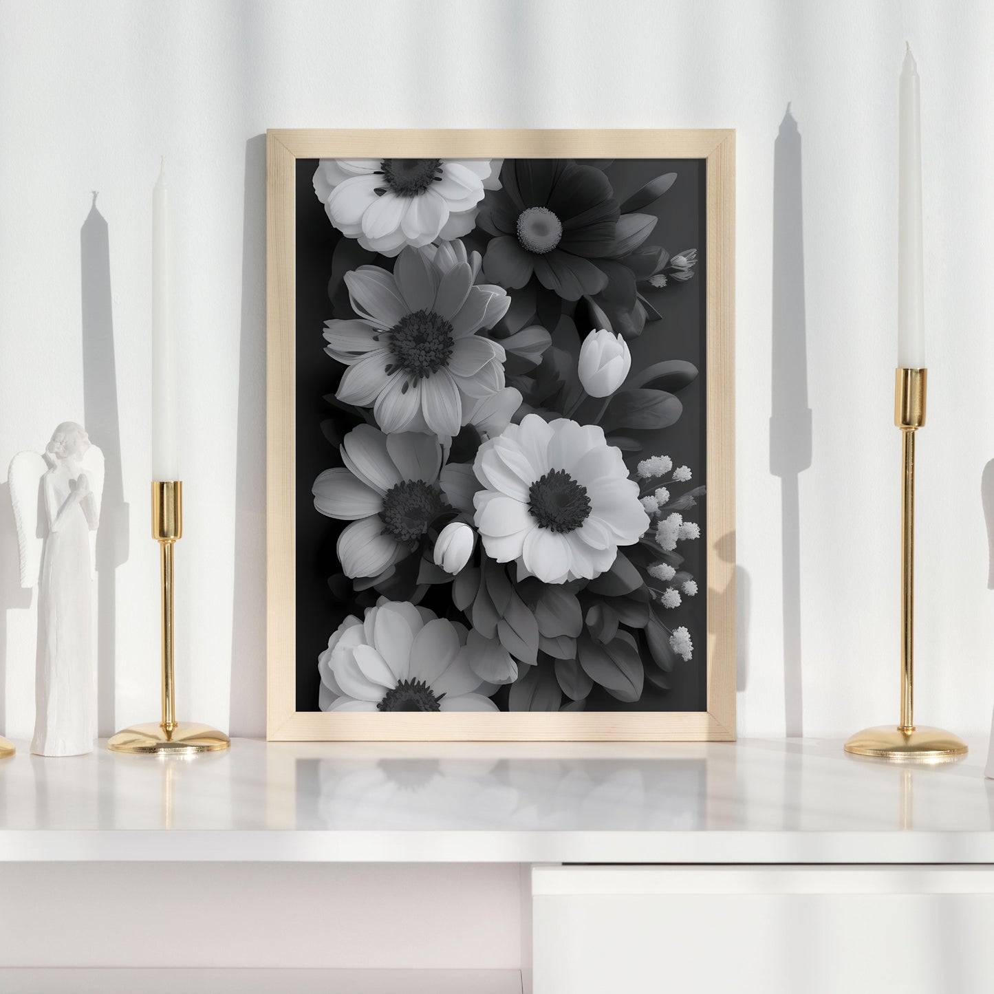 Roses Painting Roses Still Life French Home Decor Dark Botanical Print Black Rose Wall Art Black and White Rose Bouquet Wall Art Print - DIGITAL DOWNLOAD