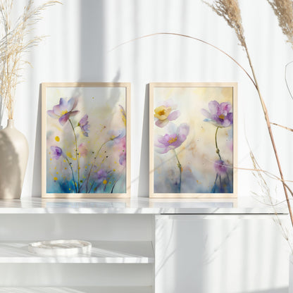 Printable Wall Art Abstract Wildflower Prints set of 3 Watercolour Artful Boho wall Decoration – DIGITAL DOWNLOAD