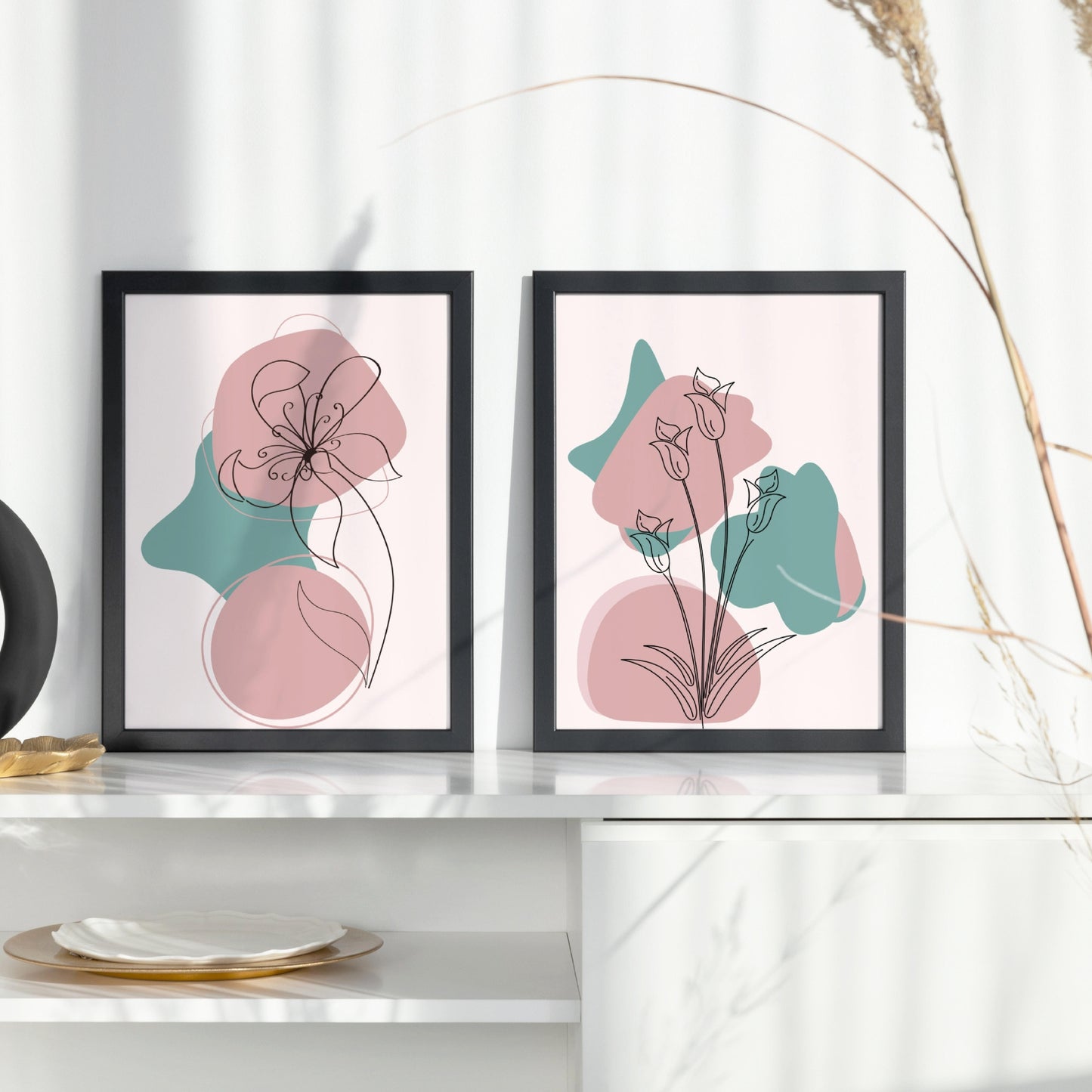 Bright Floral Wall Art Pink Floral Wall Art Boho Minimalist Wall Art Boho Botanical Wall Art Lotus Flower Wall Art Botanical Prints Nursery – DIGITAL DOWNLOAD