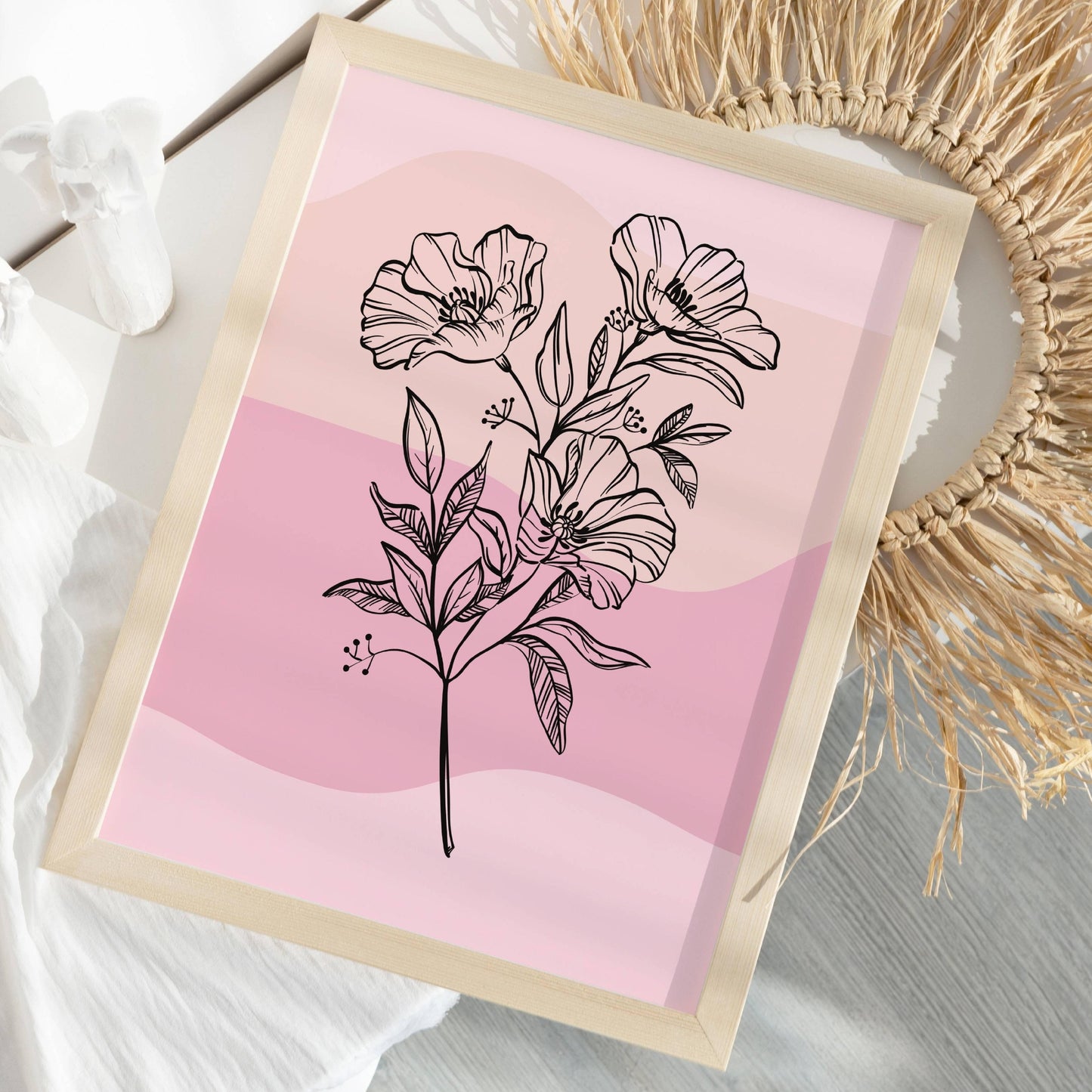 Flowers Wall Art Set Of 3 Pink Bedroom Wall Art Rose Garden Wall Art Blush Pink Art Living Room Pink Home Decor DIGITAL DOWNLOAD