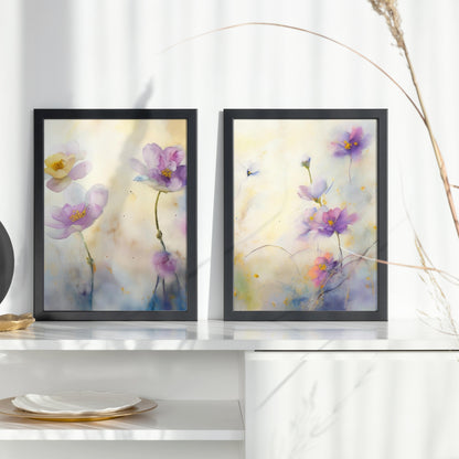 Printable Wall Art Abstract Wildflower Prints set of 3 Watercolour Artful Boho wall Decoration – DIGITAL DOWNLOAD