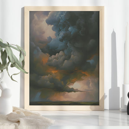 Cloud Print Cloud Oil Painting Stormy Sky Landscape Print Gothic Sky Dark Academia Print - DIGITAL DOWNLOAD