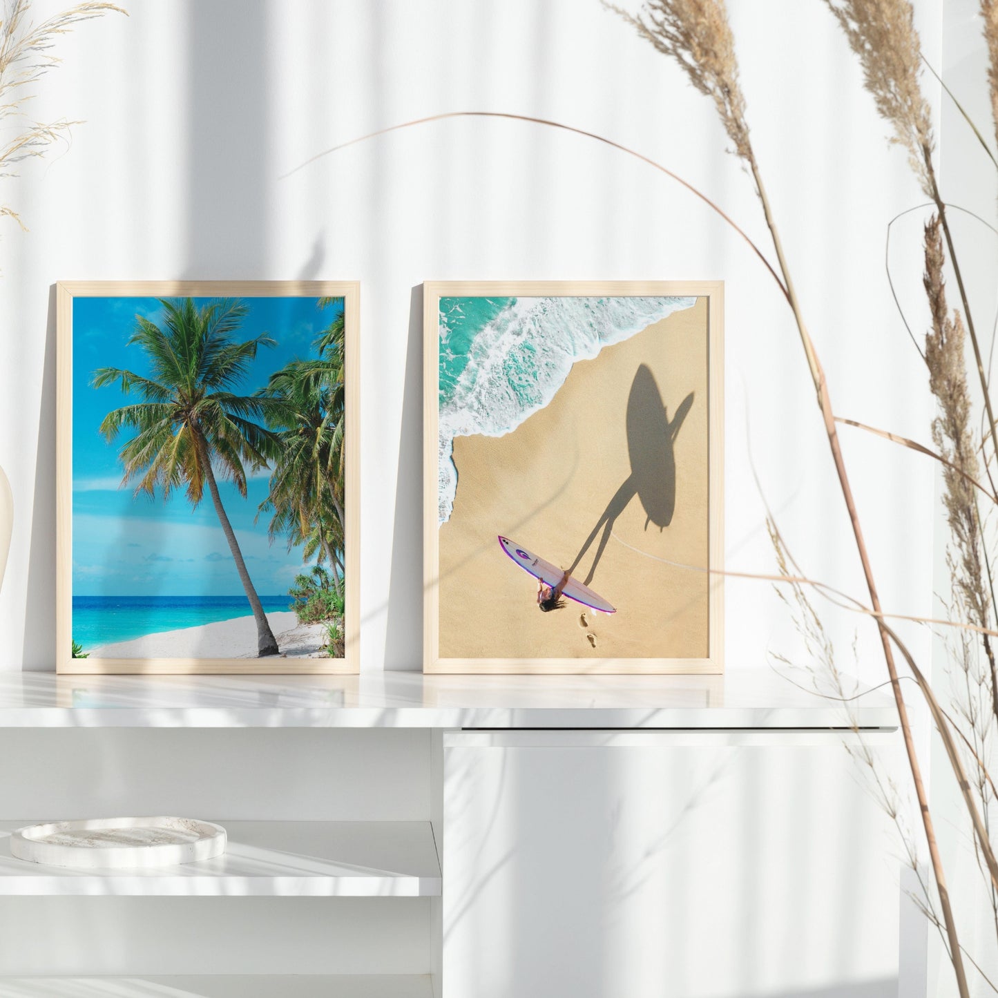 Set Of 9 Tropical Prints  Surf Wall Art Set Beach Photo, Minimalist Coastal Wall Art Ocean Decor Palm Tree Print Neutral Summer Wall Art - DIGITAL DOWNLOAD