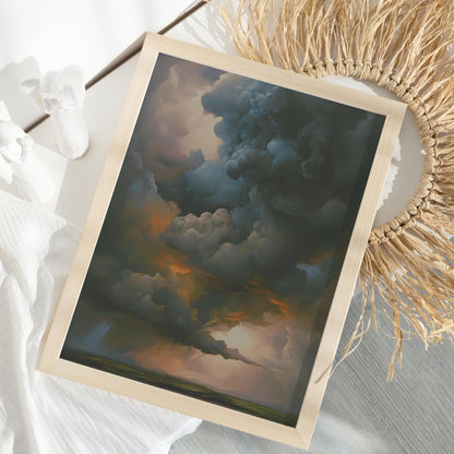 Cloud Print Cloud Oil Painting Stormy Sky Landscape Print Gothic Sky Dark Academia Print - DIGITAL DOWNLOAD